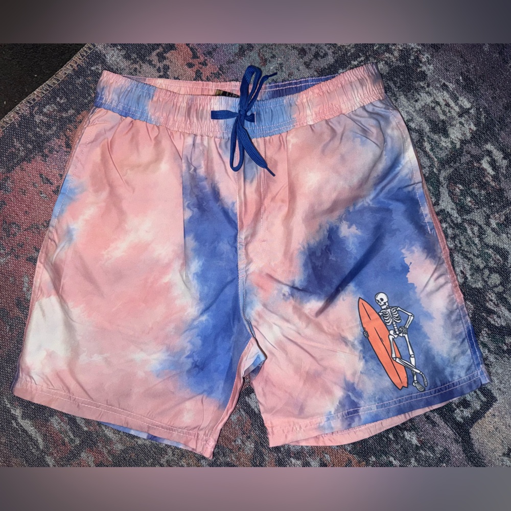 Chemistry Pink and‎ Blue Tie-Dye Swim Shorts